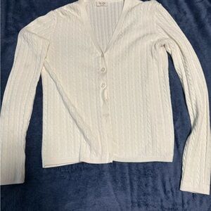 John Galt White Cable Knit Sweater